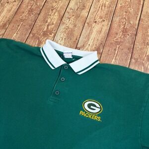True Fan Green Bay Packers Polo Shirt Mens XL Green Embroidered Logo Vintage